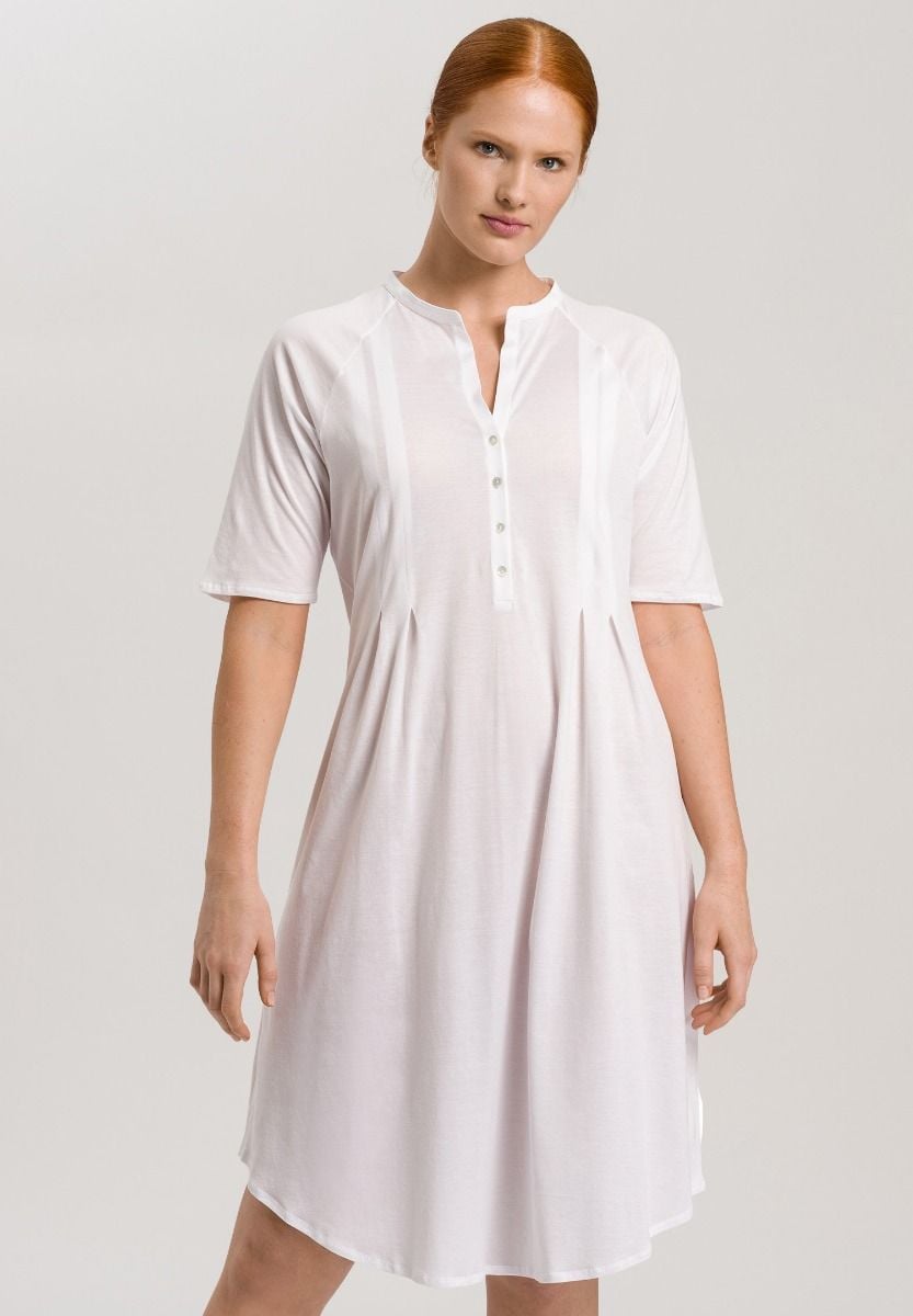 Hanro Basic Cotton Deluxe Cotton Deluxe S/Slv Nightdress 100 Cm (077954) White