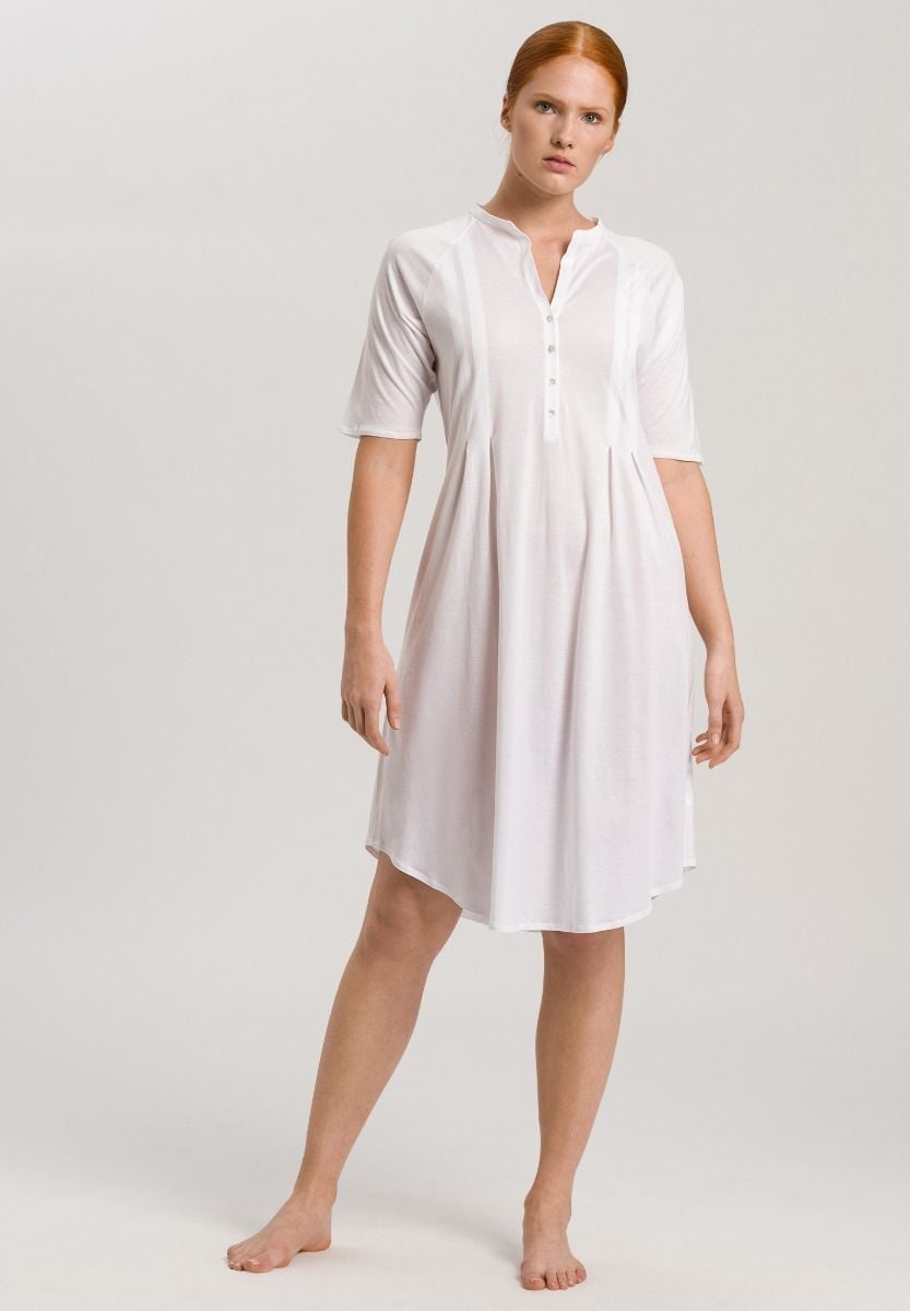 Hanro Basic Cotton Deluxe Cotton Deluxe S/Slv Nightdress 100 Cm (077954) White