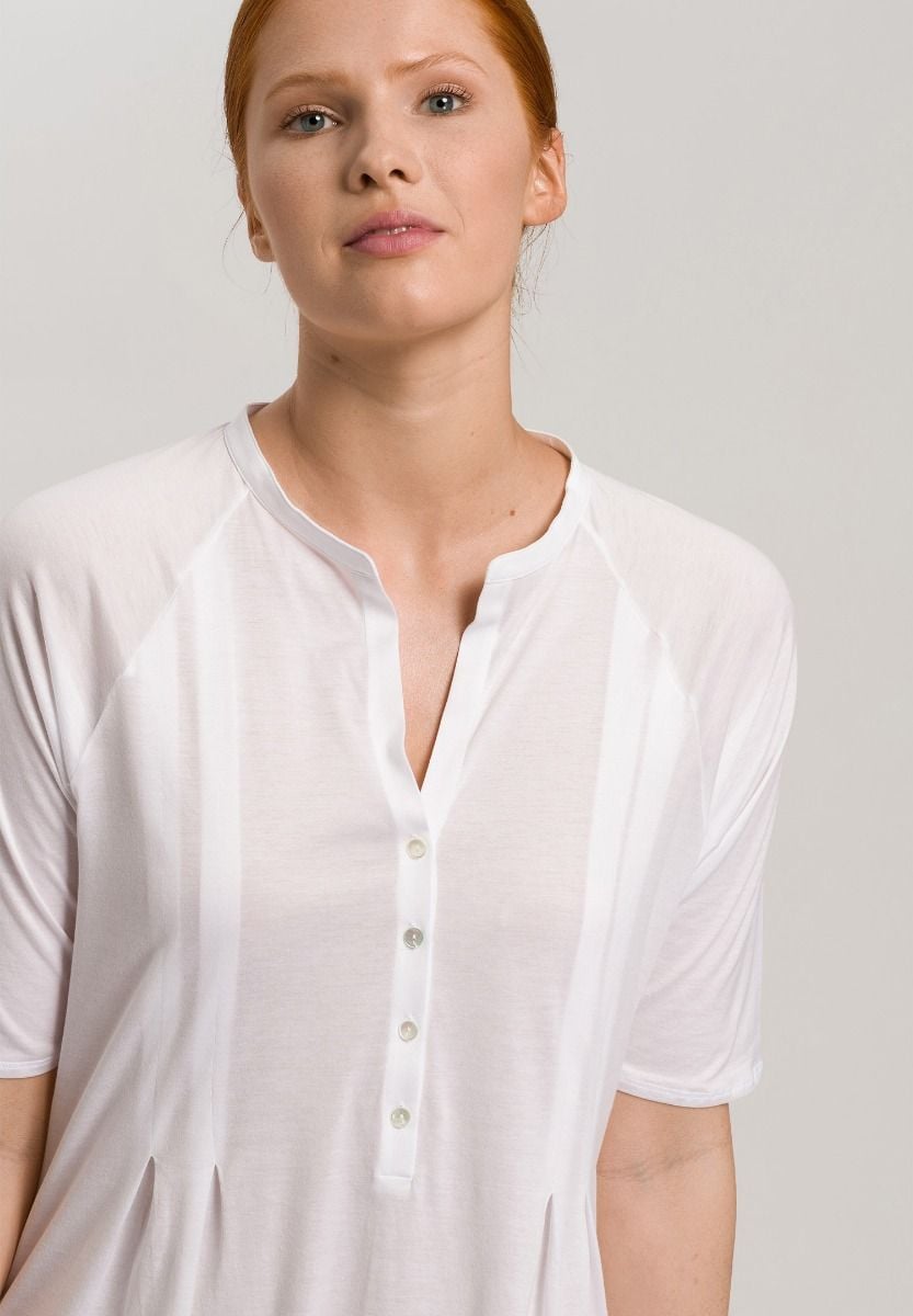 Hanro Basic Cotton Deluxe Cotton Deluxe S/Slv Nightdress 100 Cm (077954) White