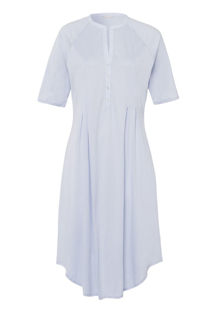 Hanro Basic Cotton Deluxe Cotton Deluxe S/Slv Nightdress 100 Cm (077954) Blue Glow