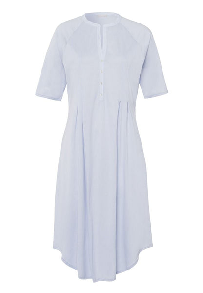 Hanro Basic Cotton Deluxe Cotton Deluxe S/Slv Nightdress 100 Cm (077954) Blue Glow