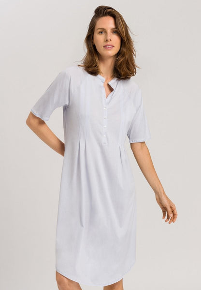 Hanro Basic Cotton Deluxe Cotton Deluxe S/Slv Nightdress 100 Cm (077954) Blue Glow