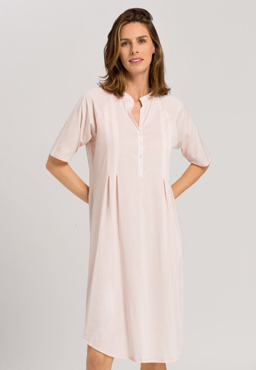 Hanro Basic Cotton Deluxe Cotton Deluxe S/Slv Nightdress 100 Cm (077954) Crystal Pink