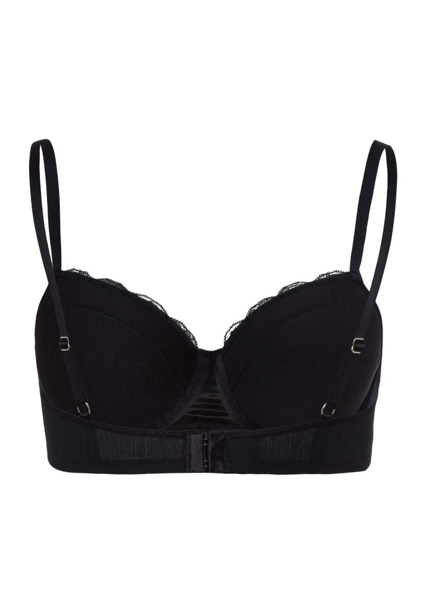 Hanro Basic Cotton Lace Cotton Lace T-Shirt Bra (072433) Black