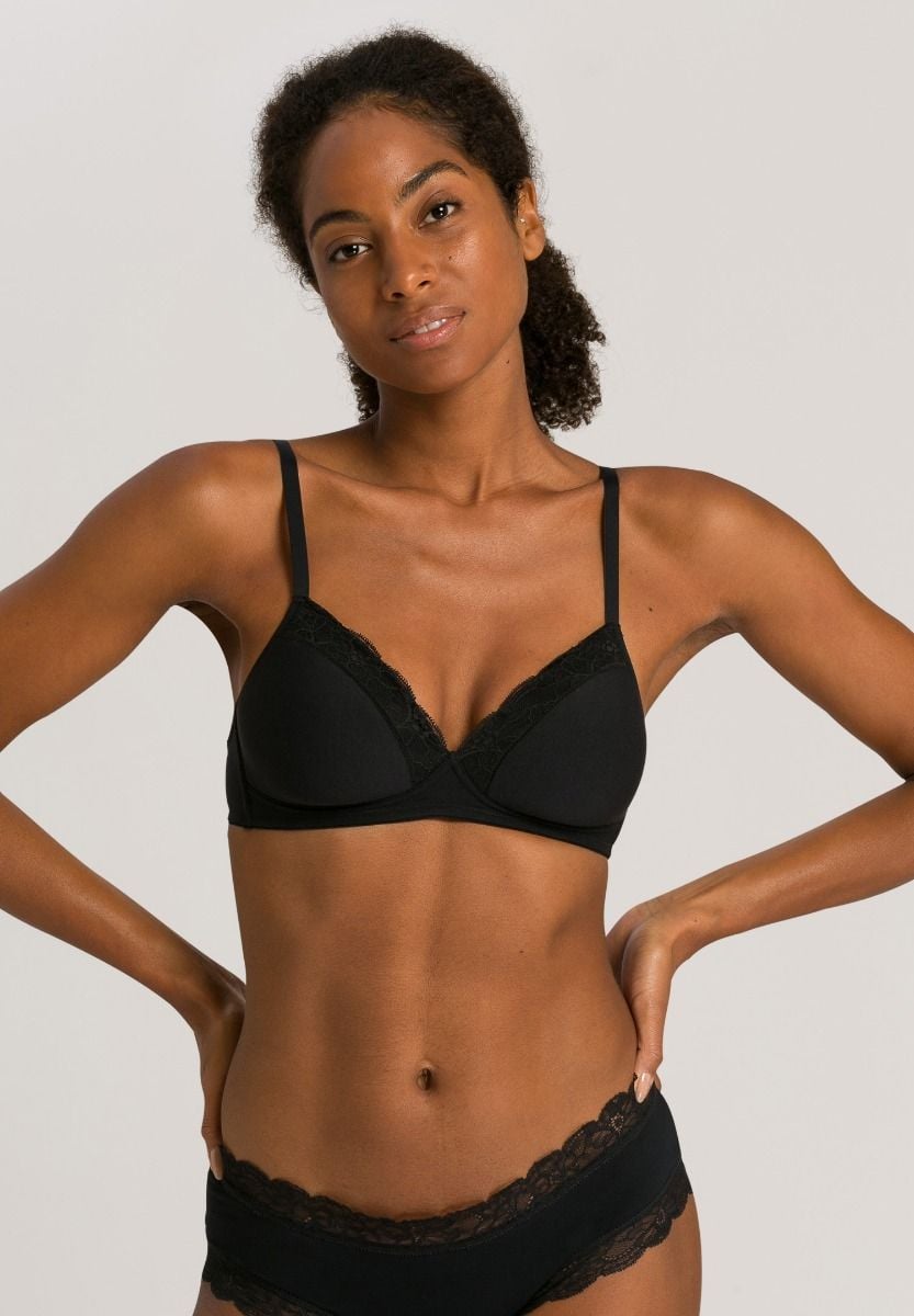 Hanro Basic Cotton Lace Cotton Lace L. Padded Bra Soft (072432) Black