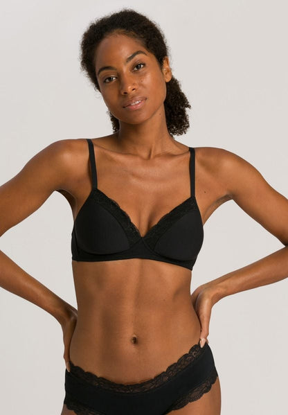 Hanro Basic Cotton Lace Cotton Lace L. Padded Bra Soft (072432) Black