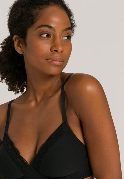 Hanro Basic Cotton Lace Cotton Lace L. Padded Bra Soft (072432) Black