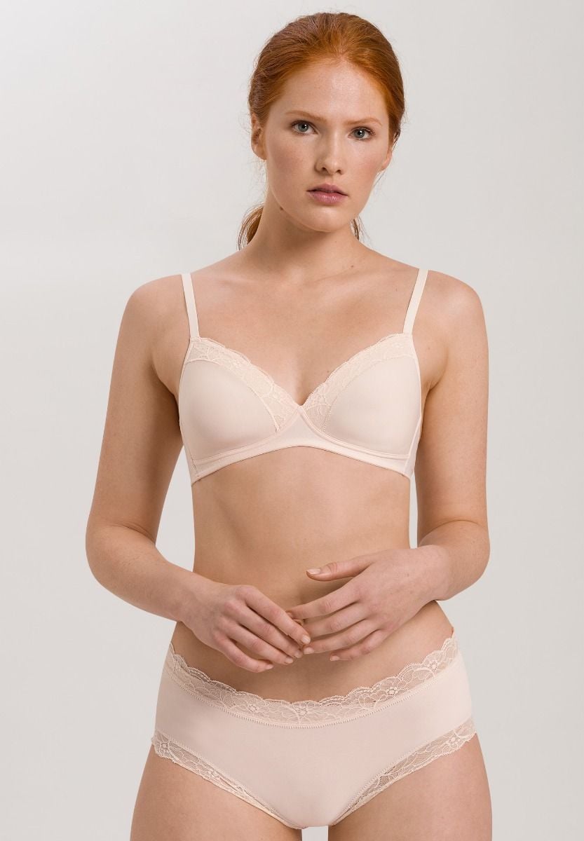Hanro Basic Cotton Lace Cotton Lace L. Padded Bra Soft (072432) Powder