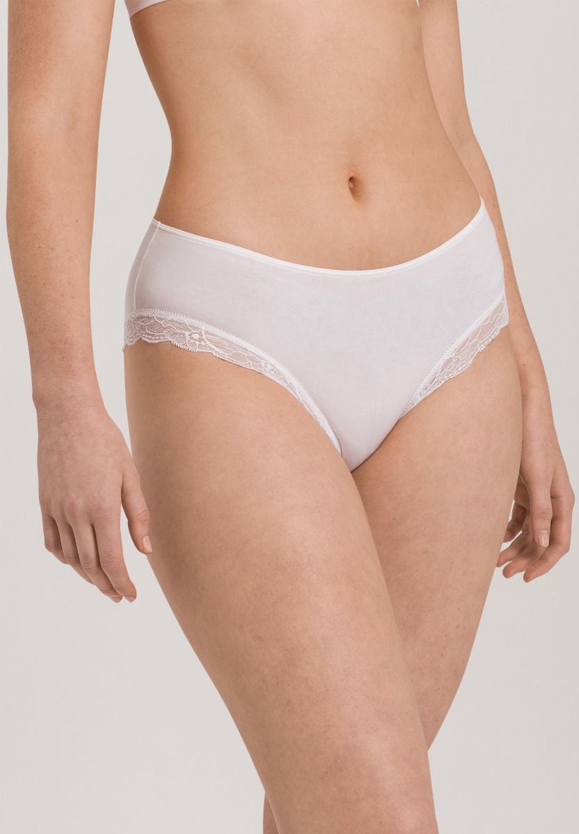 Hanro Basic Cotton Lace Cotton Lace Midi Briefs (072437) White