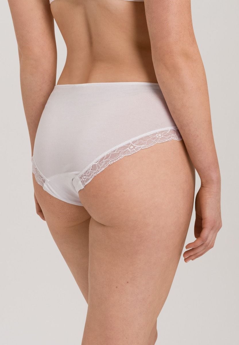 Hanro Basic Cotton Lace Cotton Lace Midi Briefs (072437) White