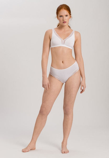 Hanro Basic Cotton Lace Cotton Lace Midi Briefs (072437) White