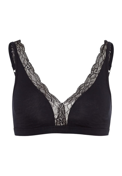 Hanro Basic Cotton Lace Cotton Lace Soft Cup Bra (072431) Black