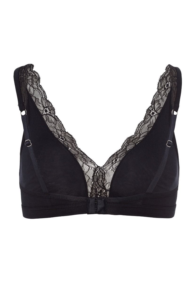 Hanro Basic Cotton Lace Cotton Lace Soft Cup Bra (072431) Black
