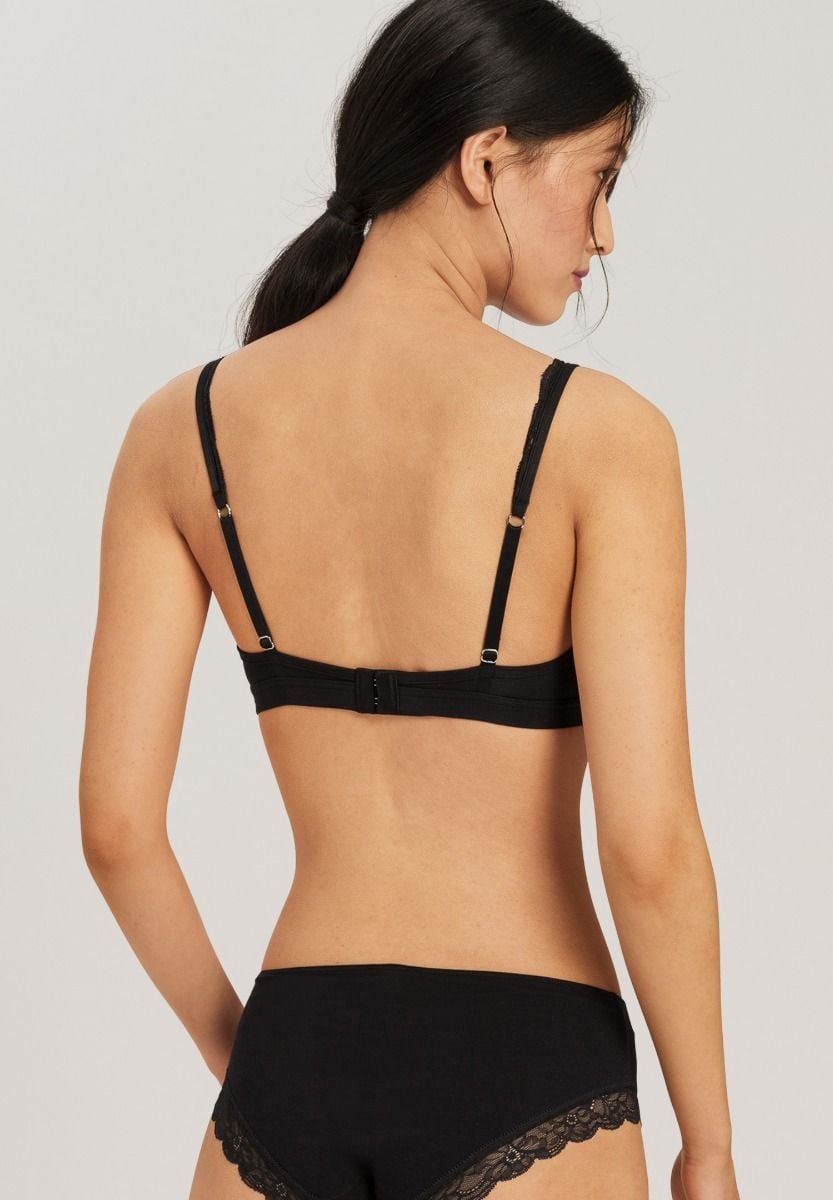 Hanro Basic Cotton Lace Cotton Lace Soft Cup Bra (072431) Black