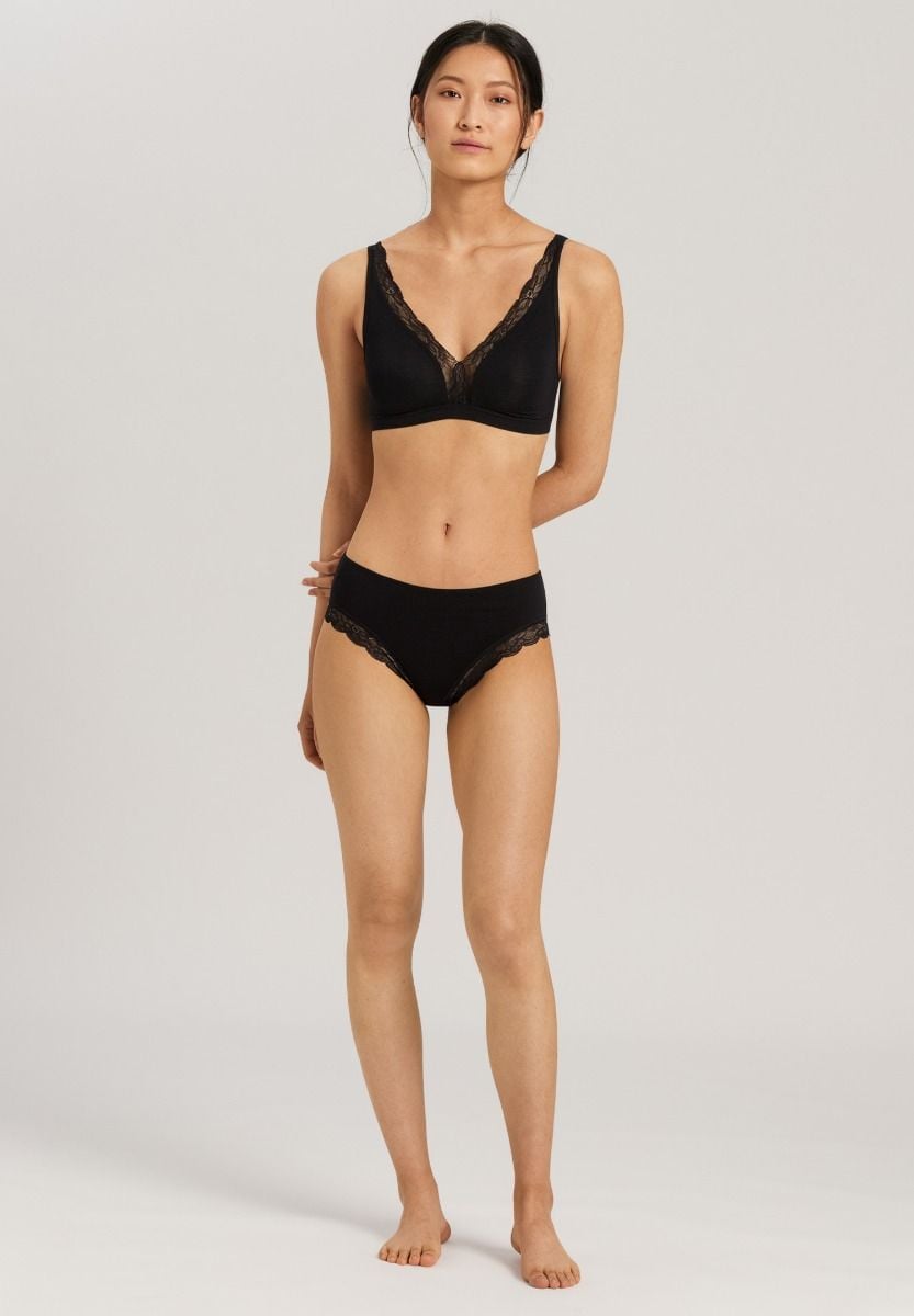 Hanro Basic Cotton Lace Cotton Lace Soft Cup Bra (072431) Black