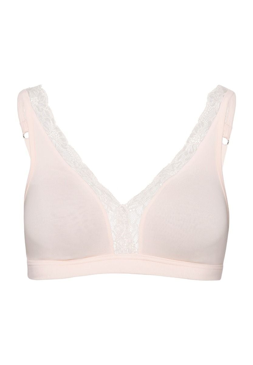 Hanro Basic Cotton Lace Cotton Lace Soft Cup Bra (072431) Powder