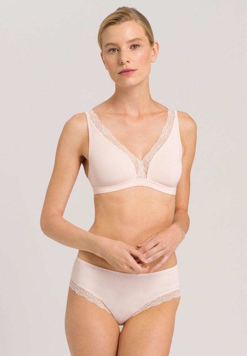 Hanro Basic Cotton Lace Cotton Lace Soft Cup Bra (072431) Powder