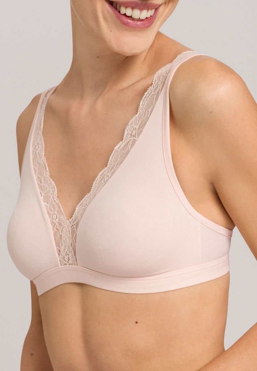 Hanro Basic Cotton Lace Cotton Lace Soft Cup Bra (072431) Powder