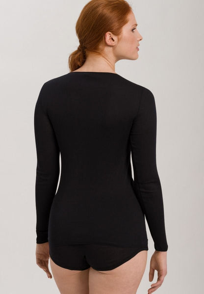 Hanro Basic Cotton Seamless Cotton Seamless L/Slv Shirt (071620) Black