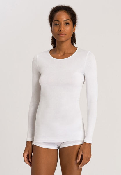 Hanro Basic Cotton Seamless Cotton Seamless L/Slv Shirt (071620) White