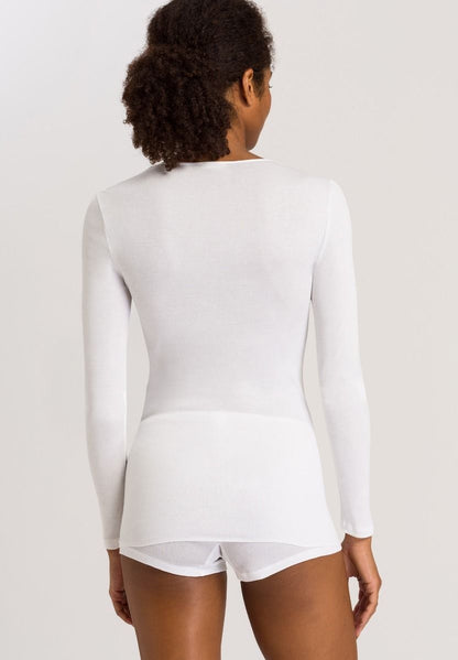 Hanro Basic Cotton Seamless Cotton Seamless L/Slv Shirt (071620) White