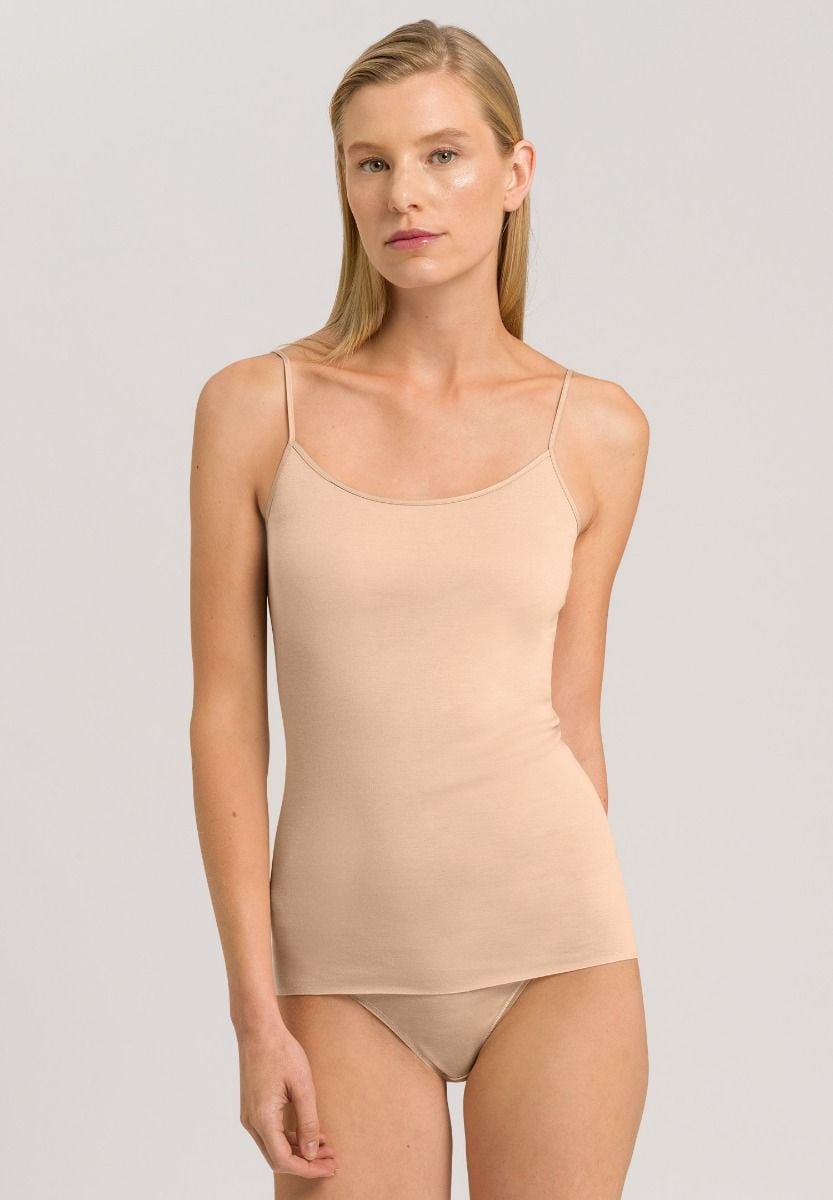 Hanro Basic Cotton Seamless Cotton Seamless Spaghetti Top (071600) Beige