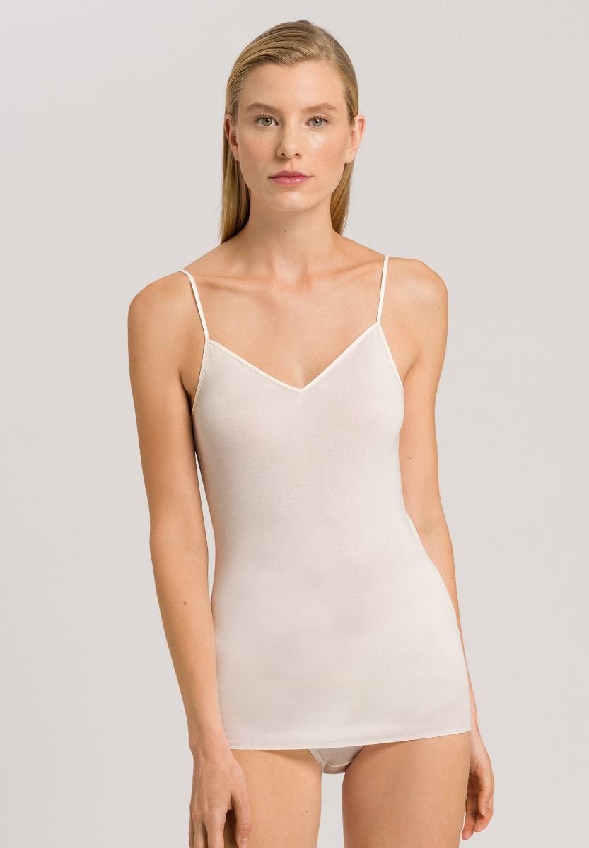 Hanro Basic Cotton Seamless Cotton Seamless Spaghetti Top (071601) Pale Cream