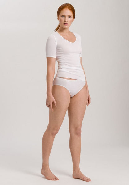 Hanro Basic Cotton Seamless Cotton Seamless Short Sleeve Shirt (071603) White