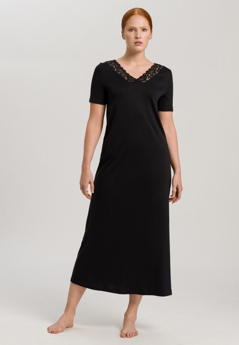 Hanro Basic Moments Nw Moments Nw S/Slv Nightdress 130Cm (077933) Black