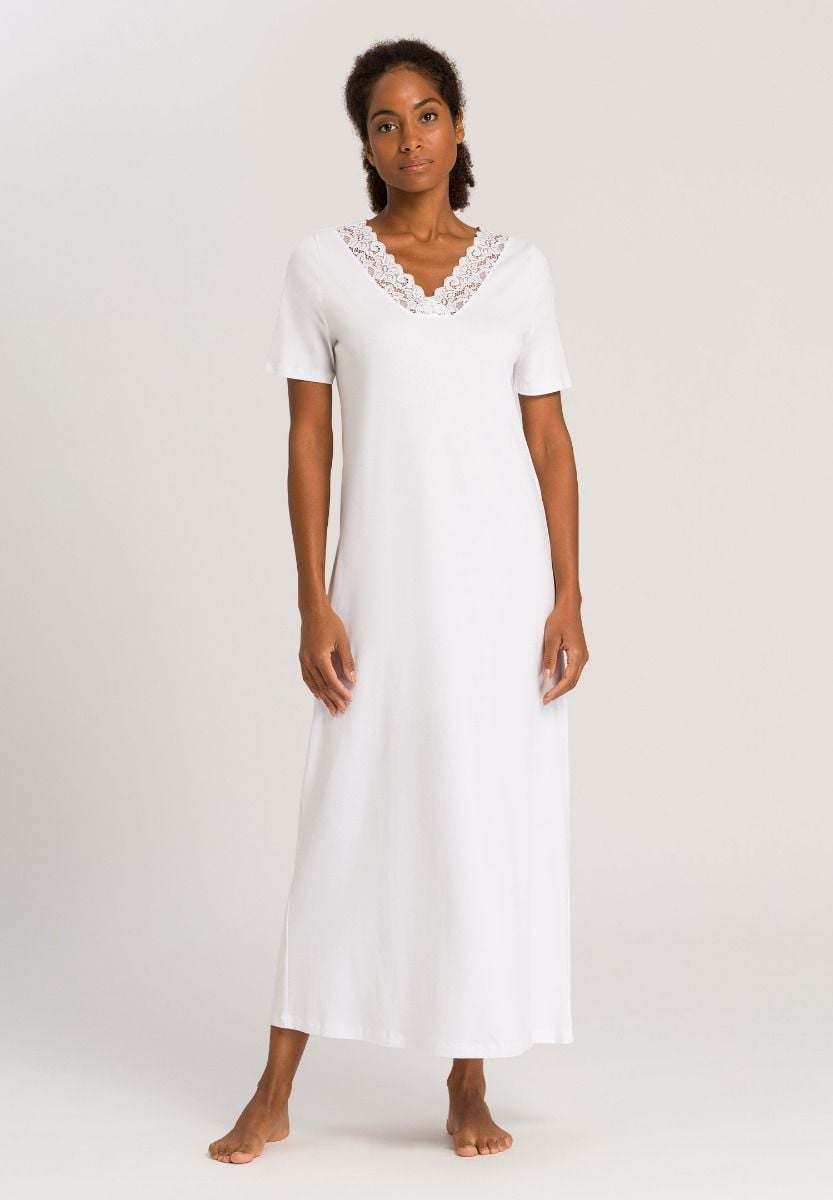 Hanro Basic Moments Nw Moments Nw S/Slv Nightdress 130Cm (077933) White