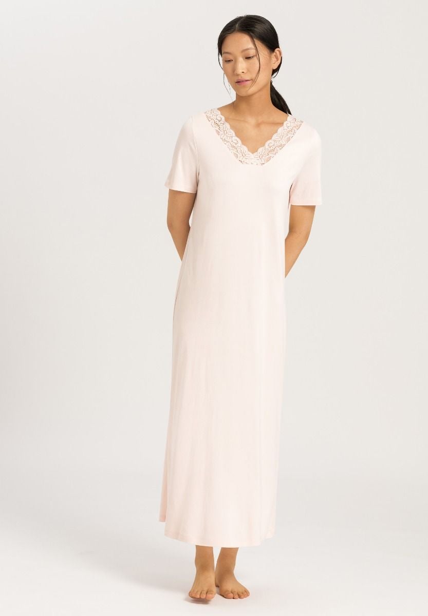 Hanro Basic Moments Nw Moments Nw S/Slv Nightdress 130Cm (077933) Crystal Pink
