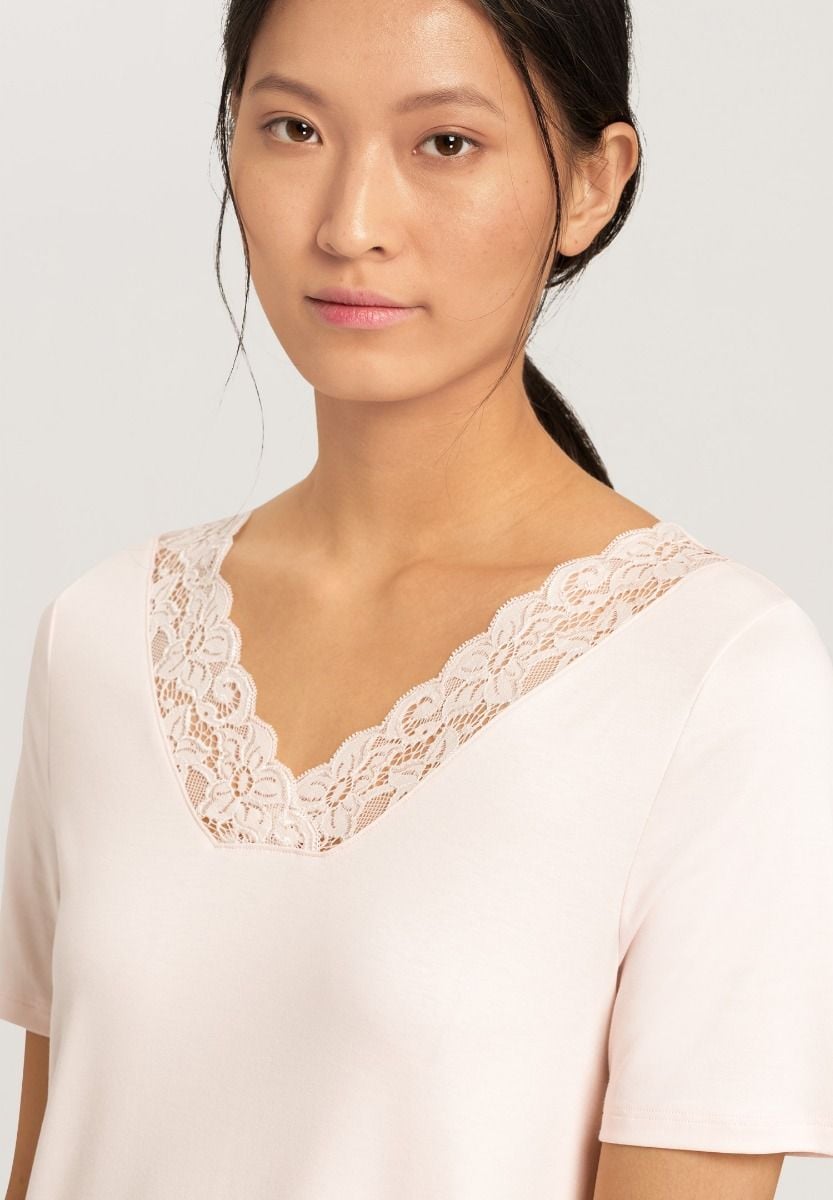 Hanro Basic Moments Nw Moments Nw S/Slv Nightdress 130Cm (077933) Crystal Pink