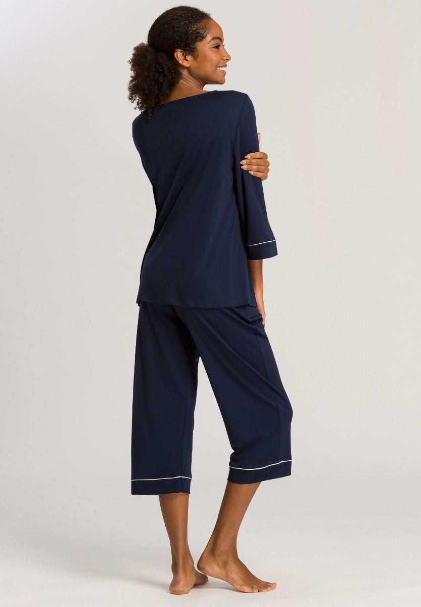 Hanro Basic Natural Comfort Natural Comfort 3/4 Slv Pajama (077965) Deep Navy