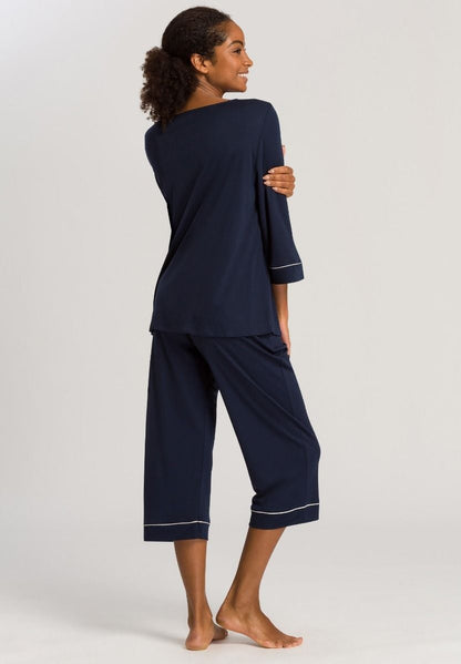 Hanro Basic Natural Comfort Natural Comfort 3/4 Slv Pajama (077965) Deep Navy