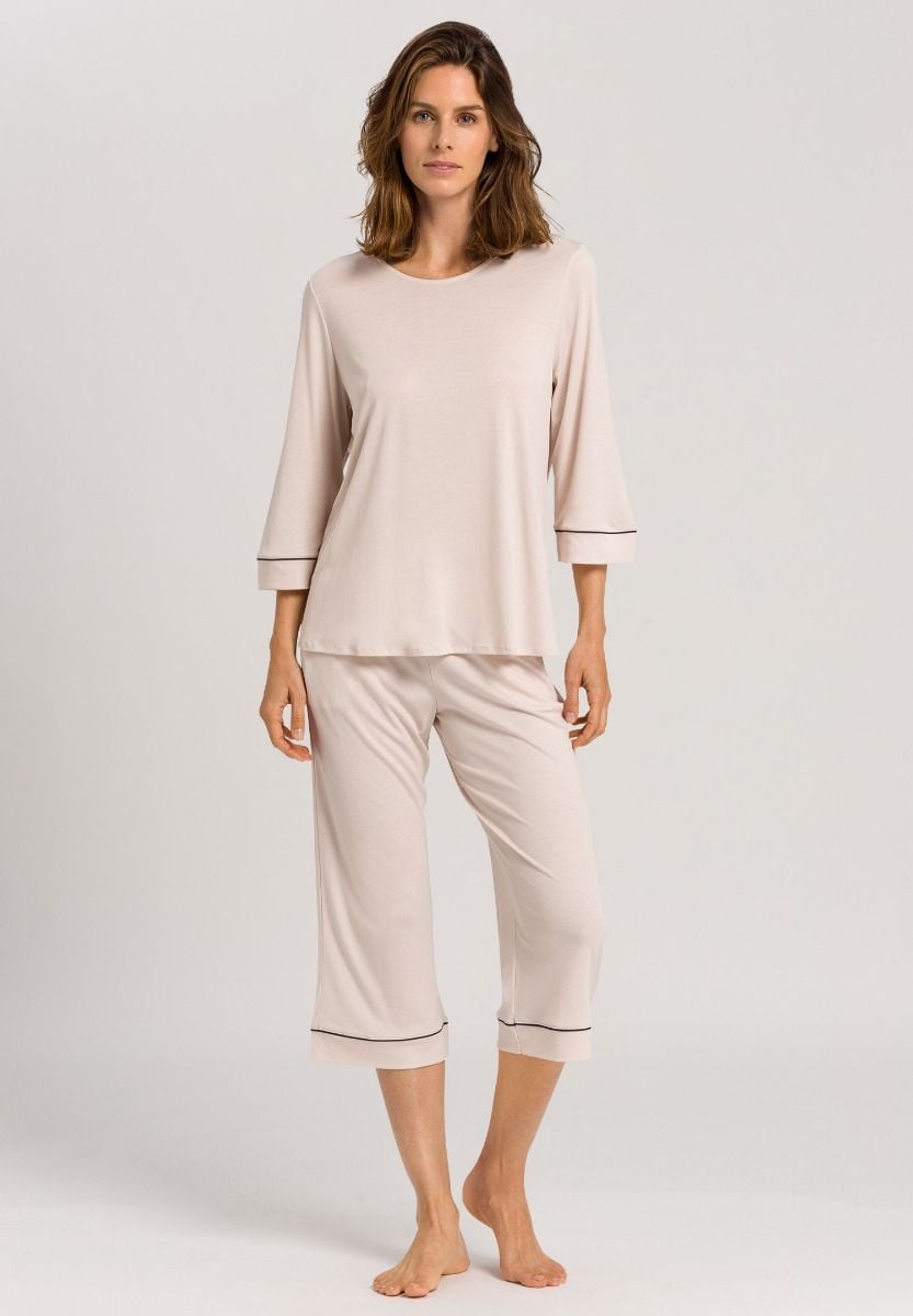 Hanro Basic Natural Comfort Natural Comfort 3/4 Slv Pajama (077965) Almond
