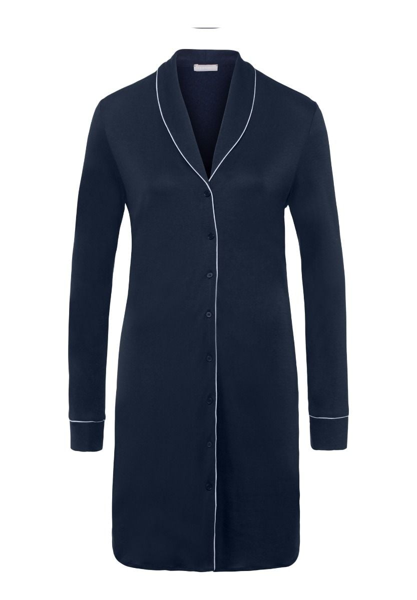 Hanro Basic Natural Comfort Natural Comfort L/Slv Nightdress 100Cm (077964) Deep Navy