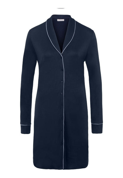 Hanro Basic Natural Comfort Natural Comfort L/Slv Nightdress 100Cm (077964) Deep Navy