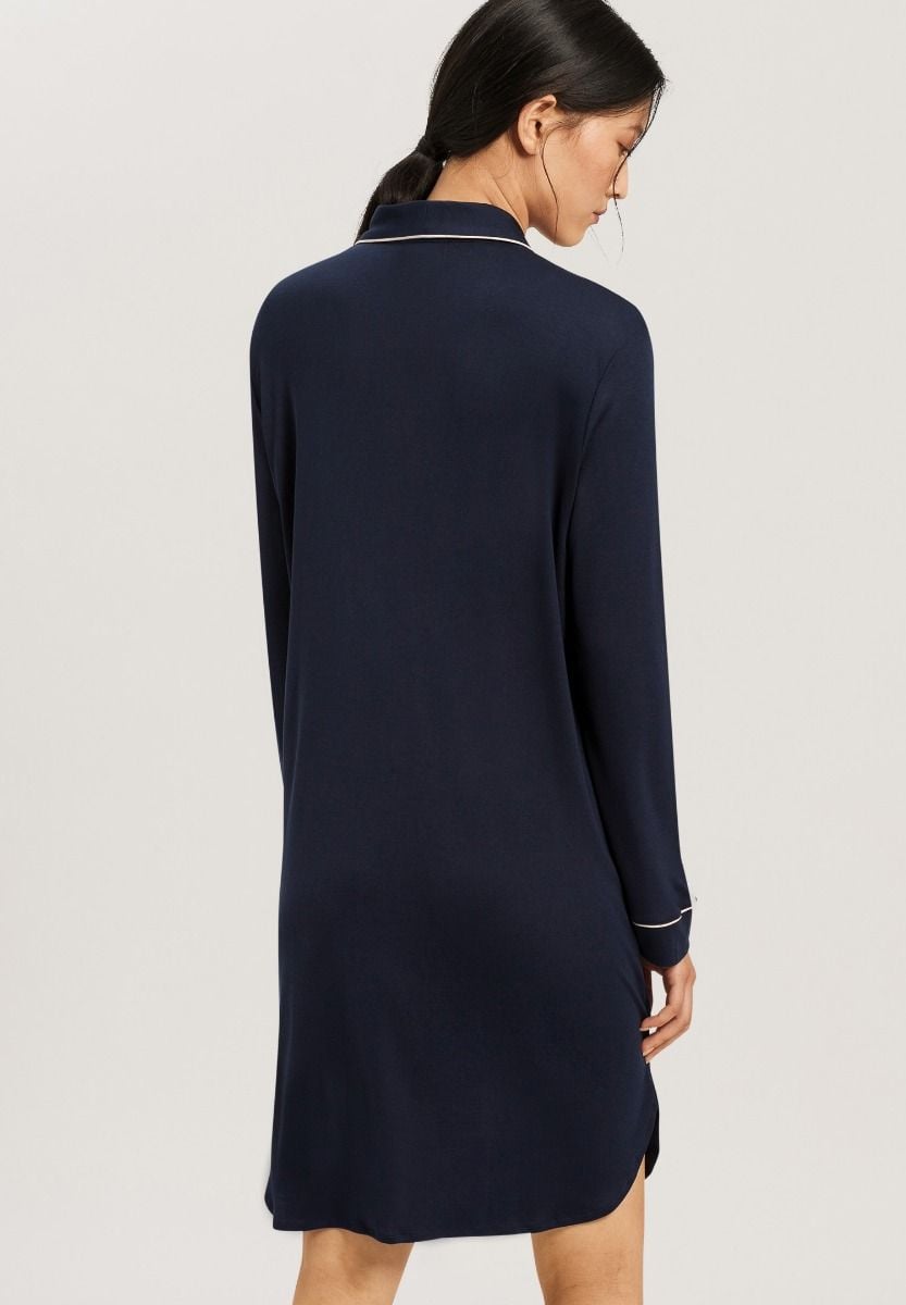 Hanro Basic Natural Comfort Natural Comfort L/Slv Nightdress 100Cm (077964) Deep Navy
