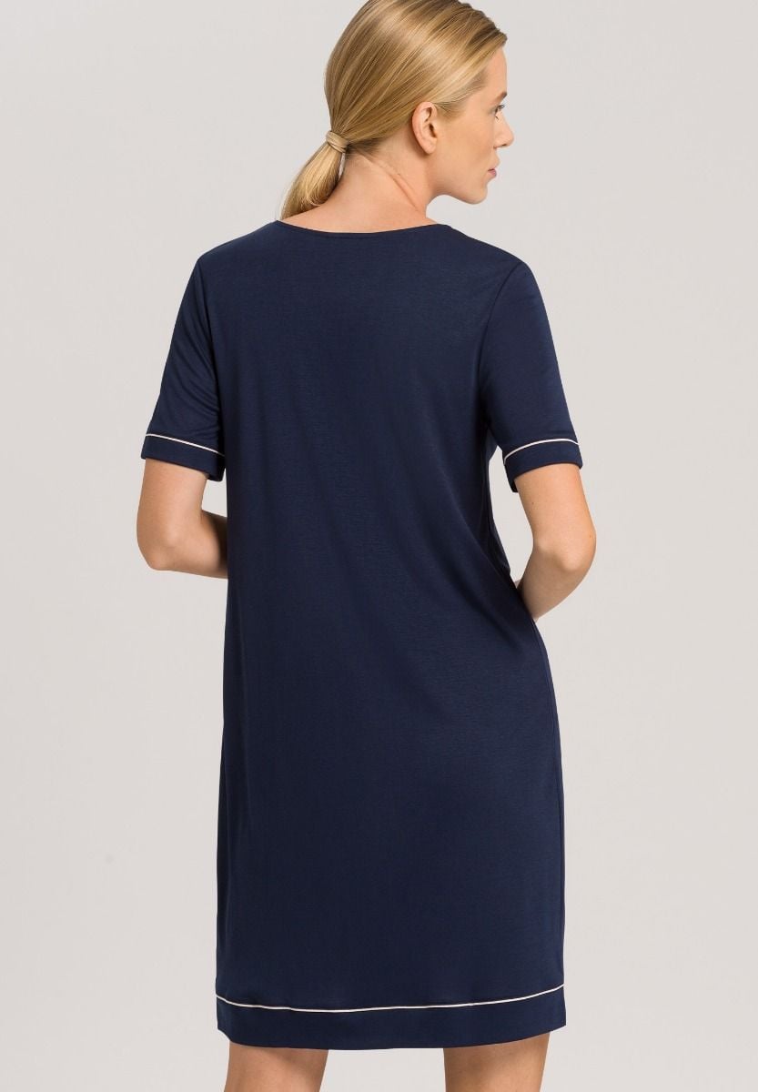 Hanro Basic Natural Comfort Natural Comfort S/Slv Nightdress 90Cm (077963) Deep Navy