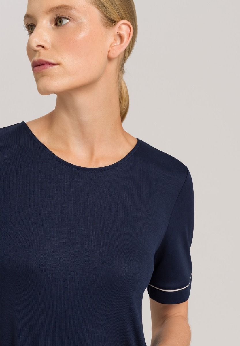 Hanro Basic Natural Comfort Natural Comfort S/Slv Nightdress 90Cm (077963) Deep Navy