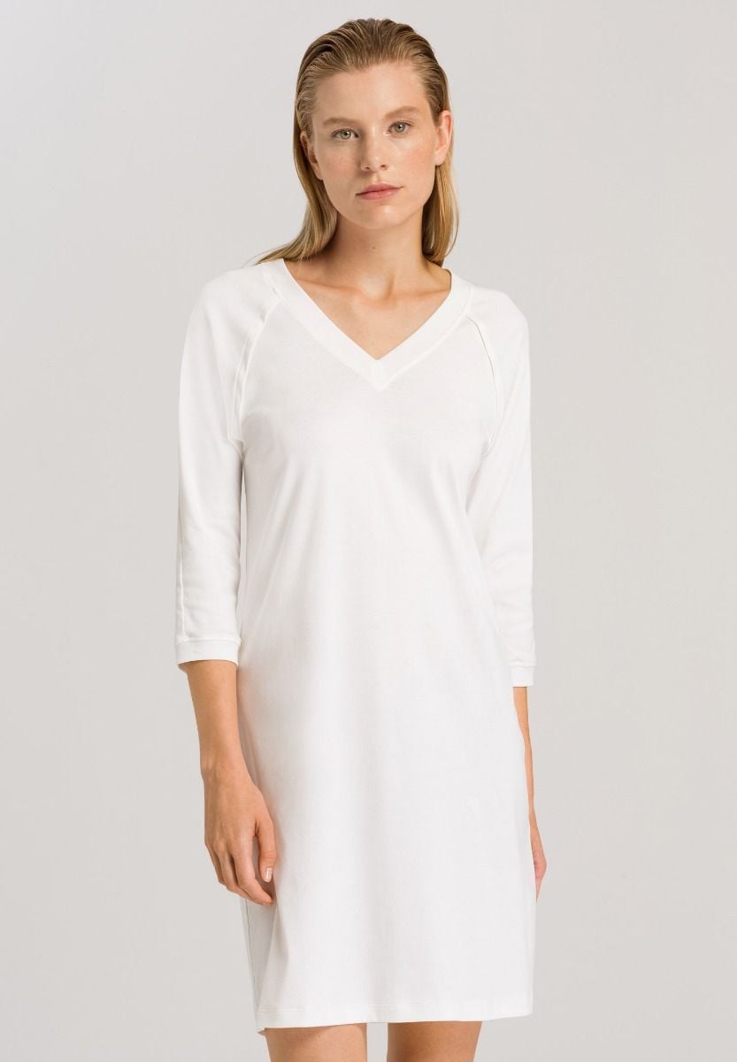 Hanro Basic Pure Essence Pure Essence 3/4 Slv Nightdress 90Cm (077948) Off White