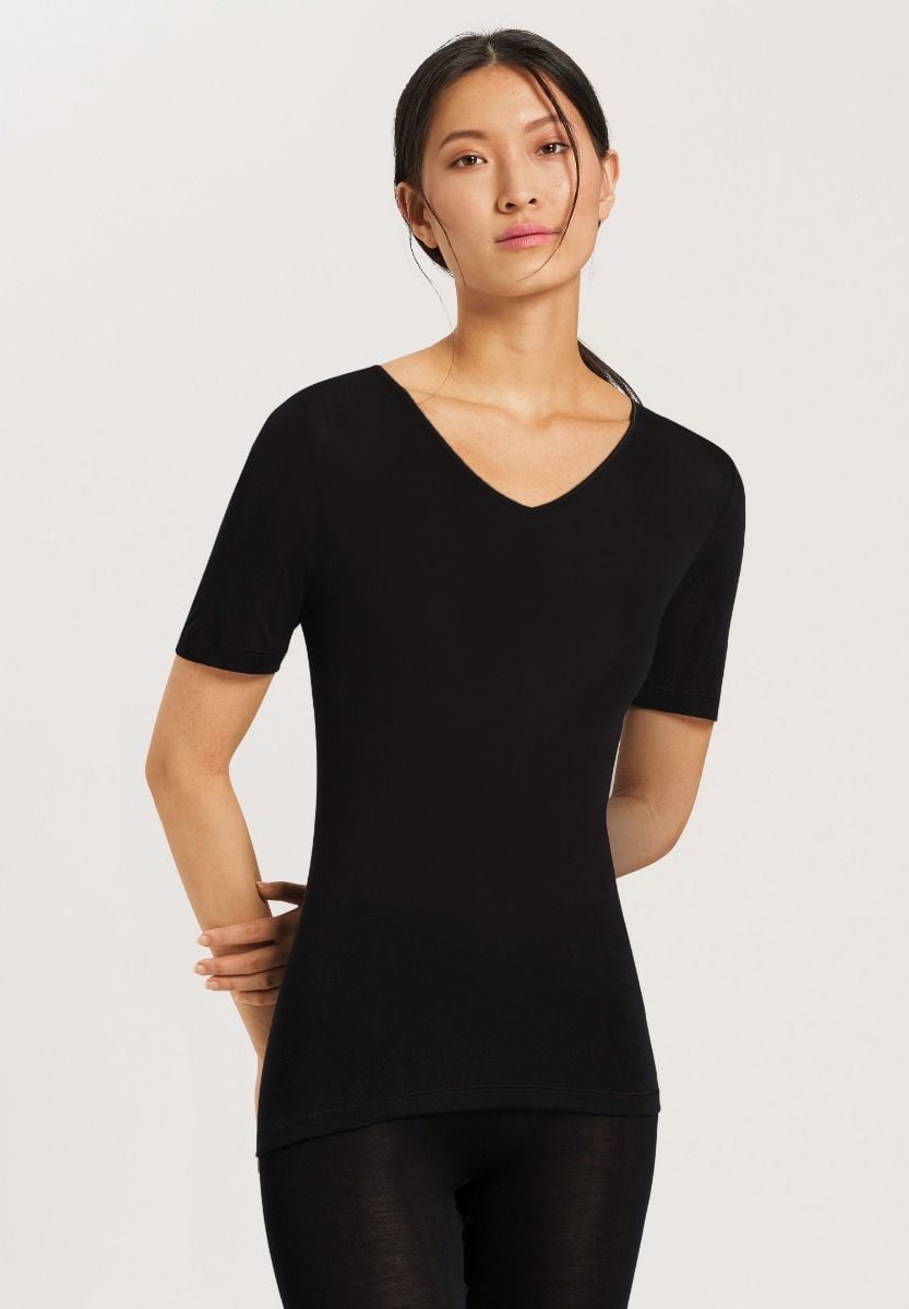 Hanro Basic Pure Silk Pure Silk S/Slv Shirt (071718) Black