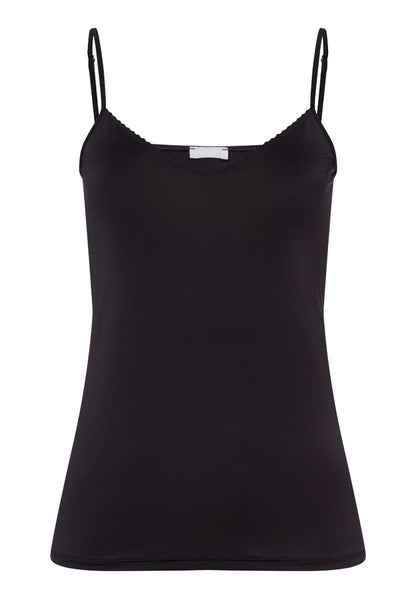 Hanro Basic Satin Deluxe Satin Deluxe Spaghetti Top (071063) Black