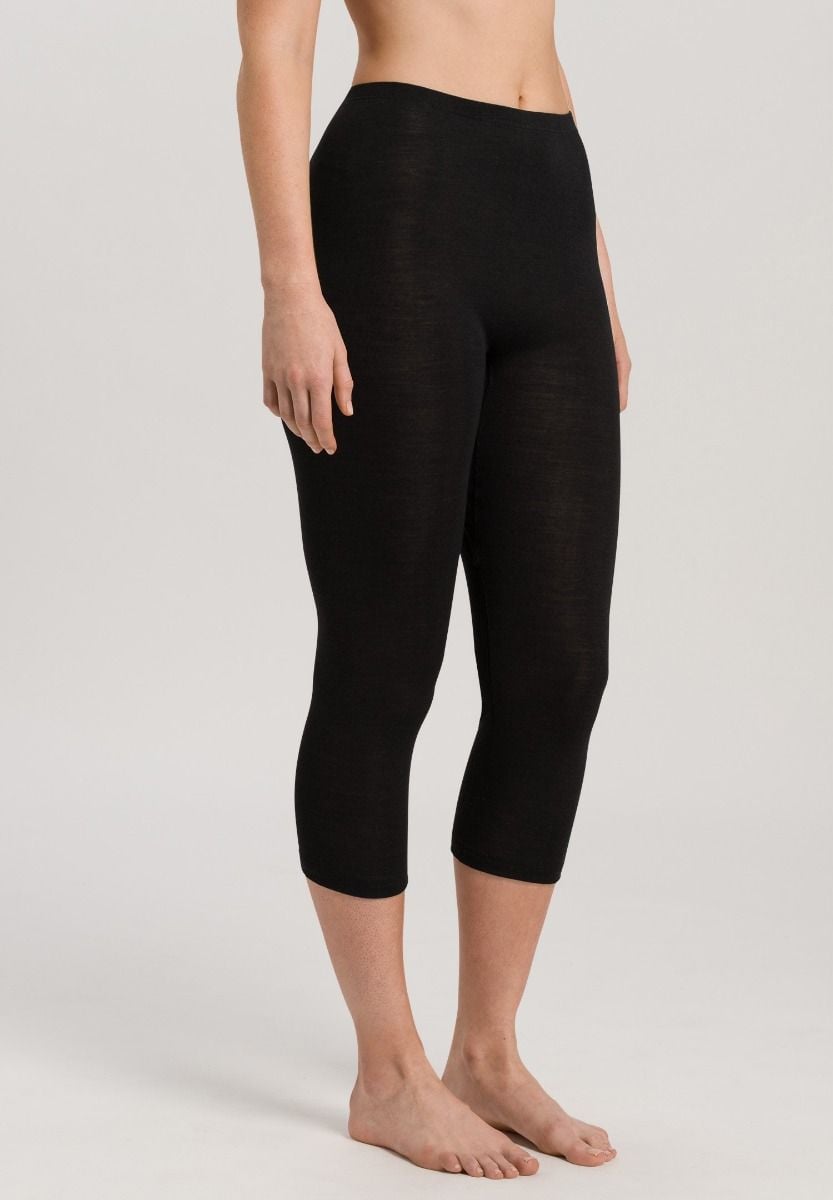 Hanro Basic Woolen Silk Woolen Silk Crop Leggings (071419) Black