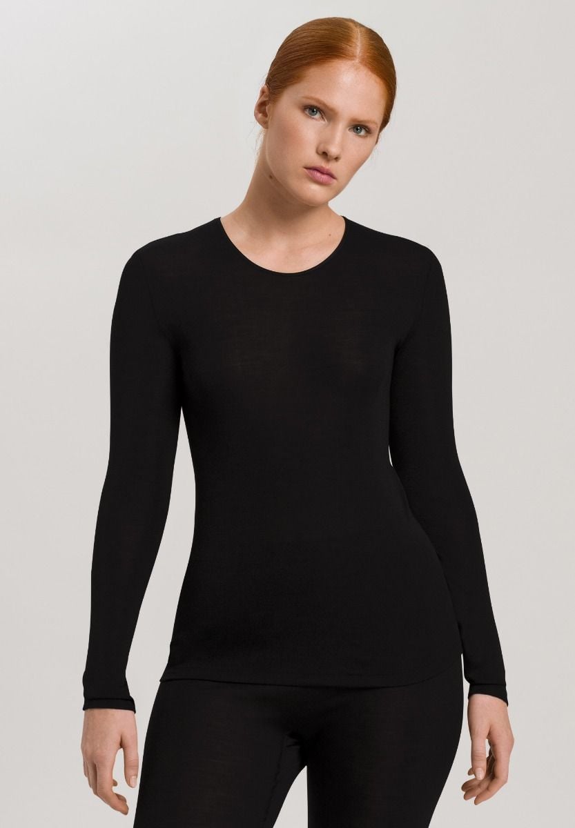Hanro Basic Woolen Silk Woolen Silk L/Slv Shirt (071409) Black