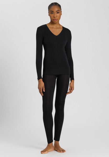 Hanro Basic Woolen Silk Woolen Silk L/Slv Shirt (071418) Black
