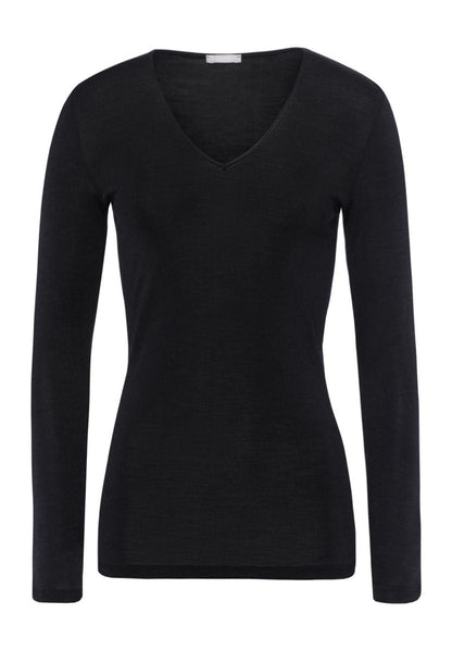 Hanro Basic Woolen Silk Woolen Silk L/Slv Shirt (071418) Black