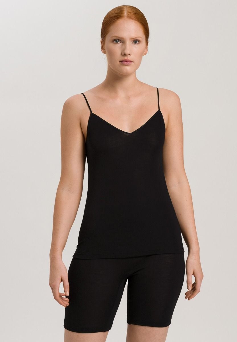 Hanro Basic Woolen Silk Woolen Silk Spaghetti Top (071415) Black