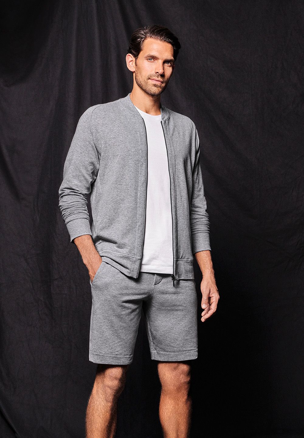 Hanro Basic Leisure Leisure Cardigan (075076) Grey Melange