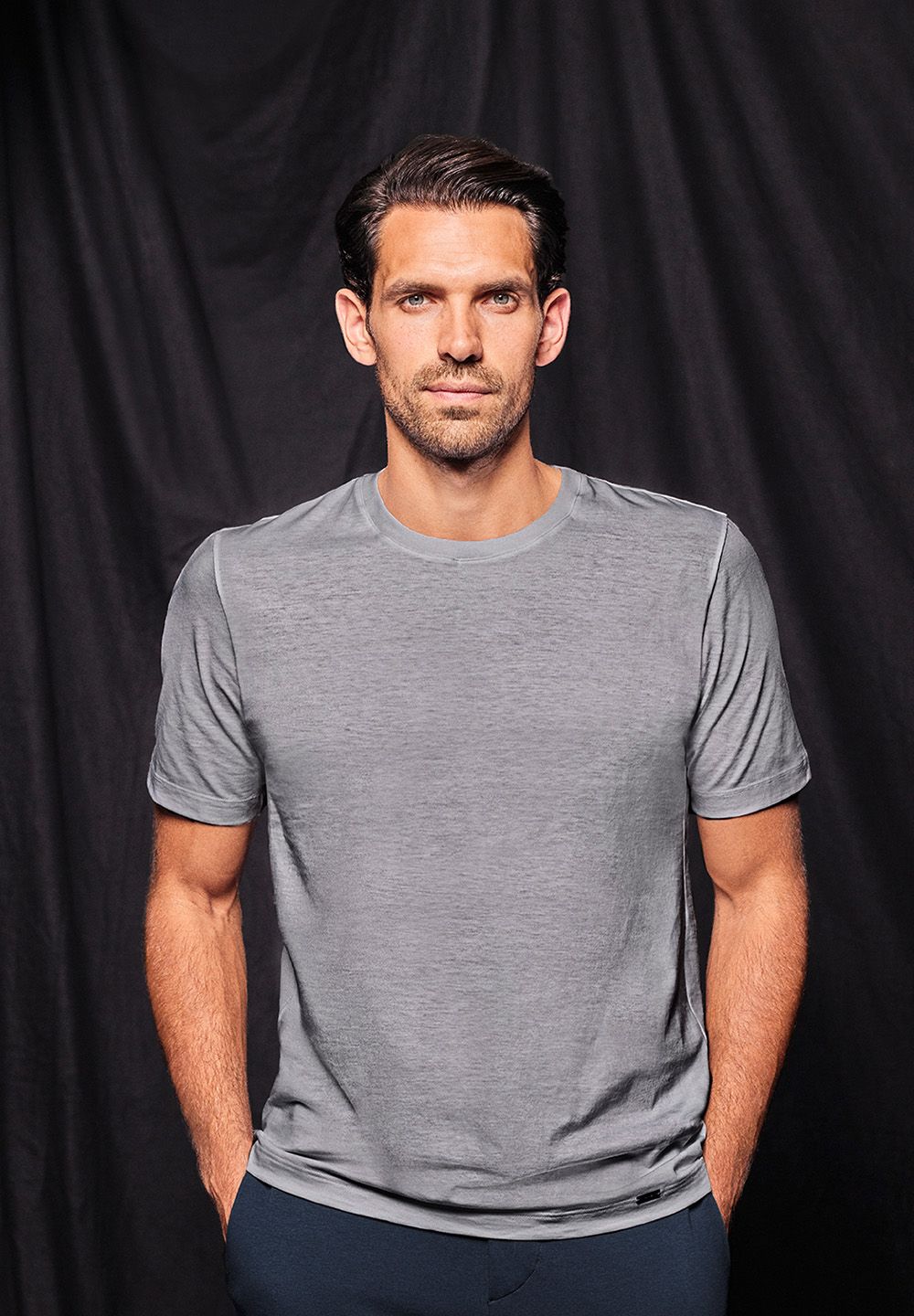 Hanro Basic Living Shirts Living Shirts Short Sleeve Shirt (075050) Grey Melange